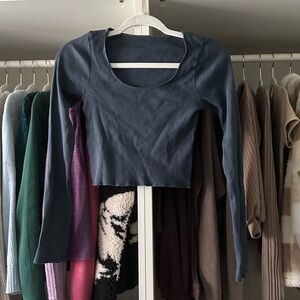 Brandy Melville Cropped Long Sleeve Ribbed Top